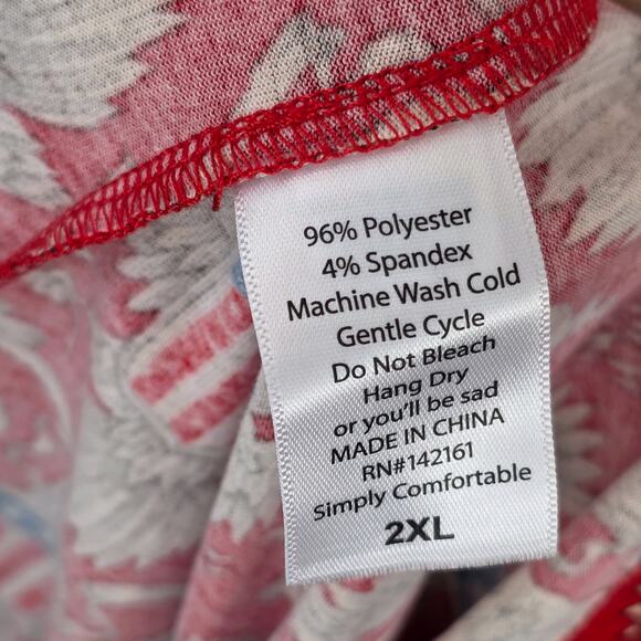 LuLaRoe Julia Dress 2XL Patriotic Americana Red Eagle Stars Stripes USA Flag - Picture 4 of 10